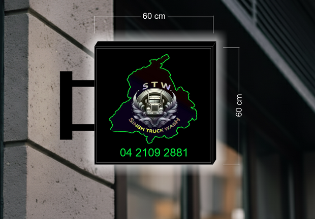 AUSGRIP TYRES; TRUCK WASH | ILLUMINATED BLADE SIGN (2 SIGNS)